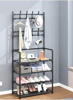 AGD Four Shelves Professional Multifunctional Clothes And Shoes Stand With Hooks Clothes Hanger For Bedroom Entryway Bathroom 65*26*153cm  - Image 1