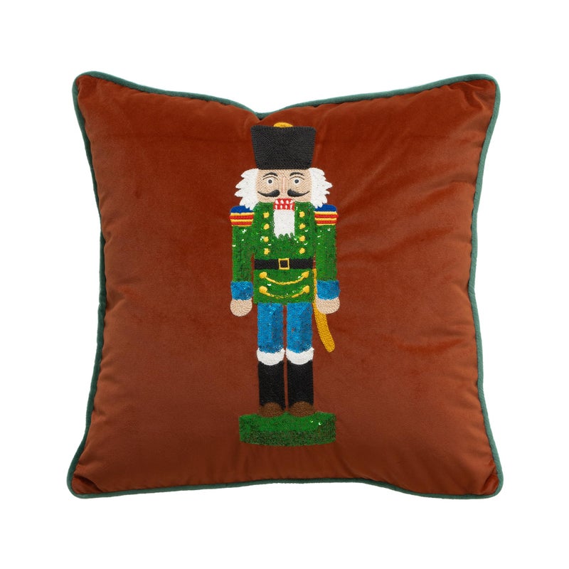 MOCOFO Christmas Embroidered Nutcracker Throw Pillow Cover Decorative Holiday Cushion Cover Red 18 x 18 - Image 2