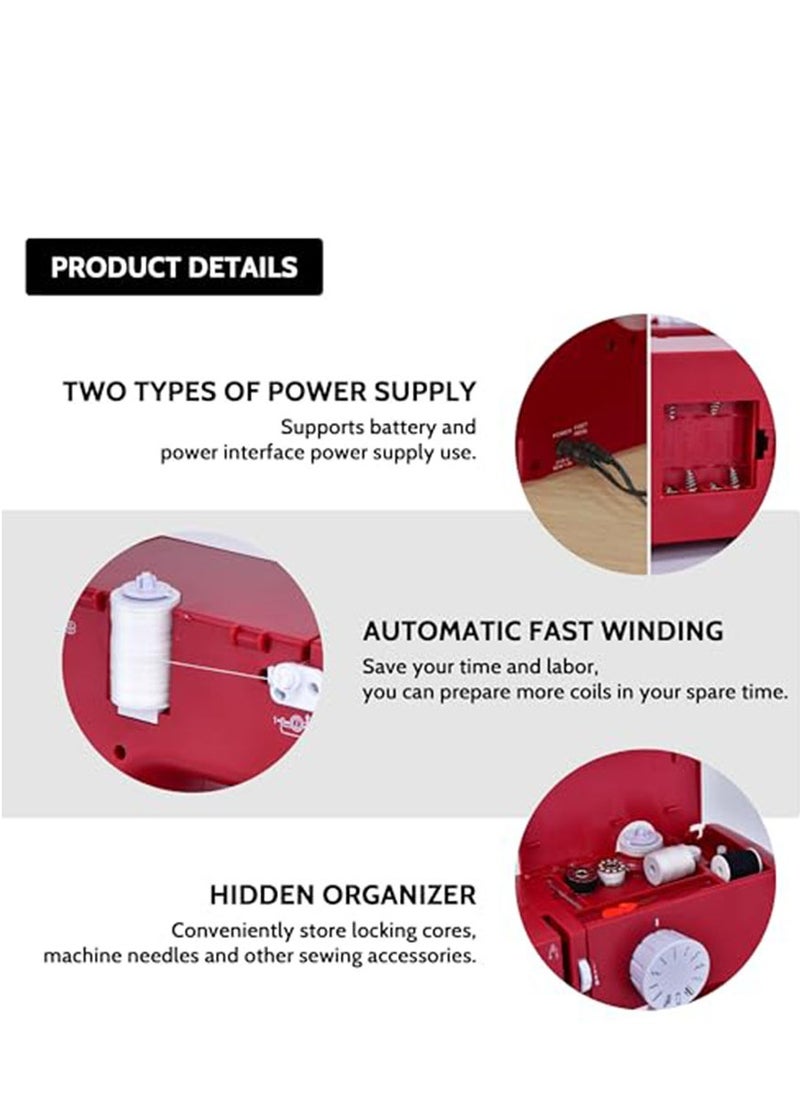 Arabest Sewing Machine Portable mini Electric Sewing Machine for beginners 12 Built-in Stitches 2 Speed with Foot Pedal，Light, Storage Drawer  - Image 3