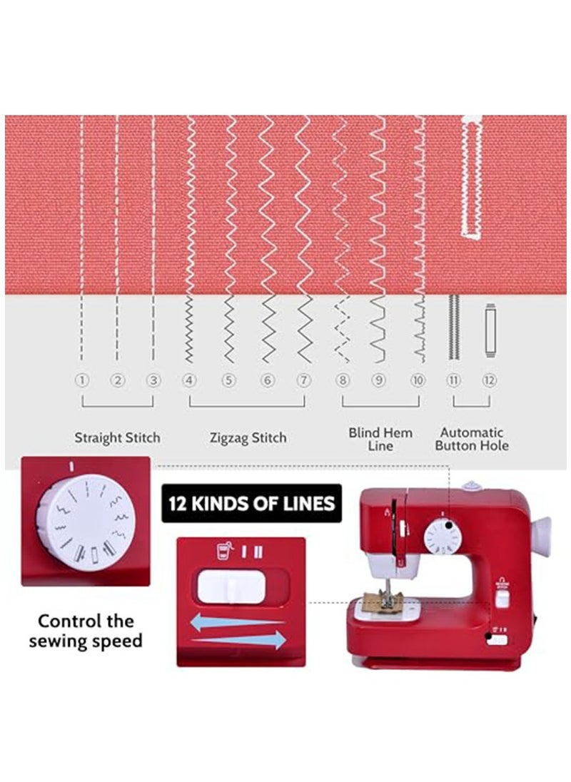 Arabest Sewing Machine Portable mini Electric Sewing Machine for beginners 12 Built-in Stitches 2 Speed with Foot Pedal，Light, Storage Drawer  - Image 5