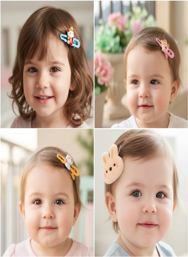 SYGA Cartoon Rabbit Hair Clip Set for Baby Girls | Soft Fabric Non-Slip Hair Clips 5PCS (Peach) - Image 3