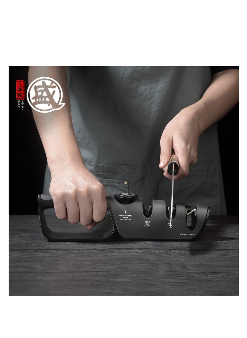Excefore Knife Sharpener, Multifunctional 3-Stage Sharpener, Knife Sharpeners with Adjustable Angle Knob, Polishing Kitchen Sharpeners, Conveniently to Restore and for Dull Blades Polishing  - Image 5