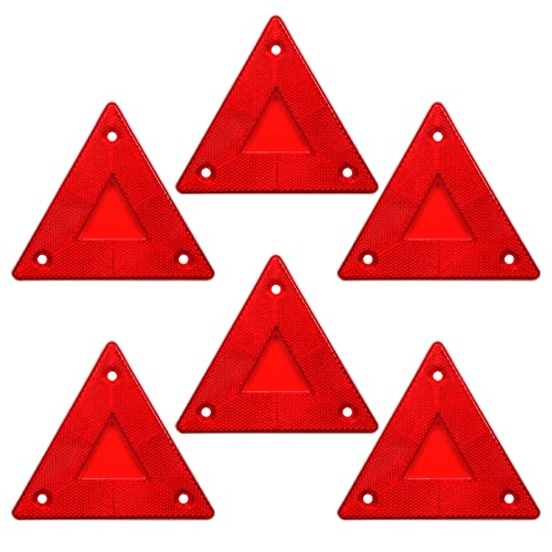 Enjoyist 6-Pack Red Safety Reflector Warning Sign, Slow Moving Vehicle Triangle Safety Sign, for Outdoor Truck, Car, Golf Cart - Image 1