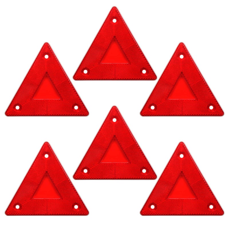 Enjoyist 6-Pack Red Safety Reflector Warning Sign, Slow Moving Vehicle Triangle Safety Sign, for Outdoor Truck, Car, Golf Cart - Image 5