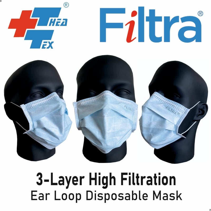 Filtra ® 3-Ply Ear Loop Surgical Mask - High Filtration | Breathable | Hypoallergenic | Ergonomic | Fluid Repellent - Image 5