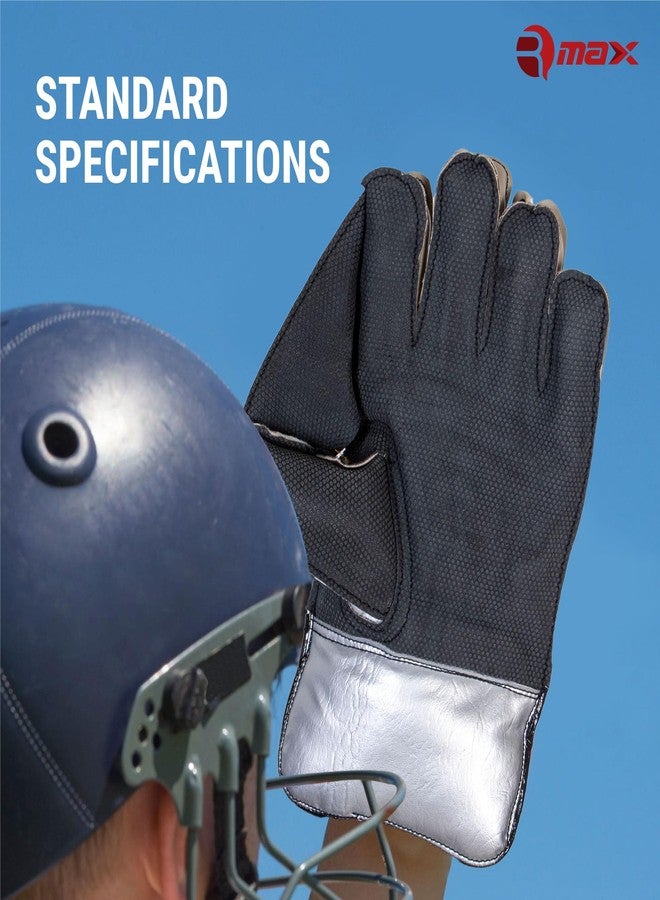 RMAX Rubber & PVC Cricket Wicket Keeping Gloves - Durable Construction, Superior Grip, High-Density Finger Protection, Ergonomic Design for Enhanced Flexibility and Comfort, (Senior) - Image 3