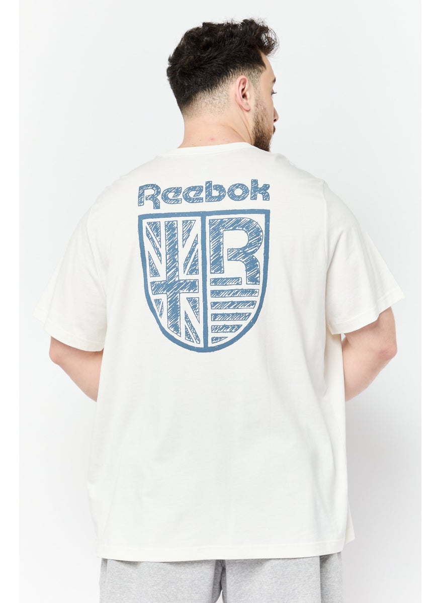 Reebok Men Sportswear Fit Short Sleeve Outdoor T-Shirt, White  - Image 4