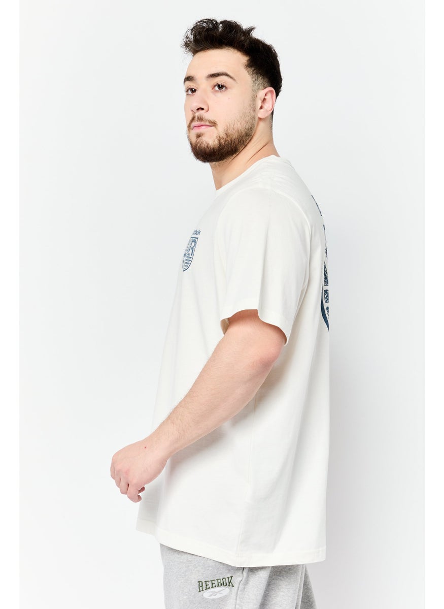 Reebok Men Sportswear Fit Short Sleeve Outdoor T-Shirt, White  - Image 3