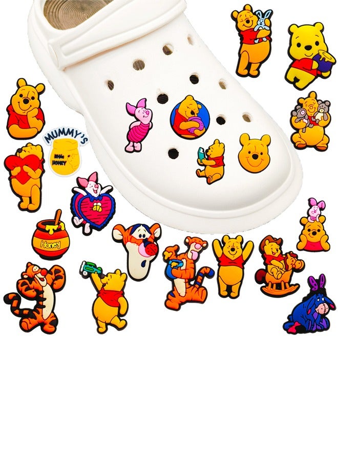 Winnie the Pooh 20 Pieces Crocs Shoe Decorative Ornaments, Cartoon Cute Ornaments Shoe Ornaments for Crocs Shoes, Party Gifts for Kids Boys Girls Men Women - Image 1