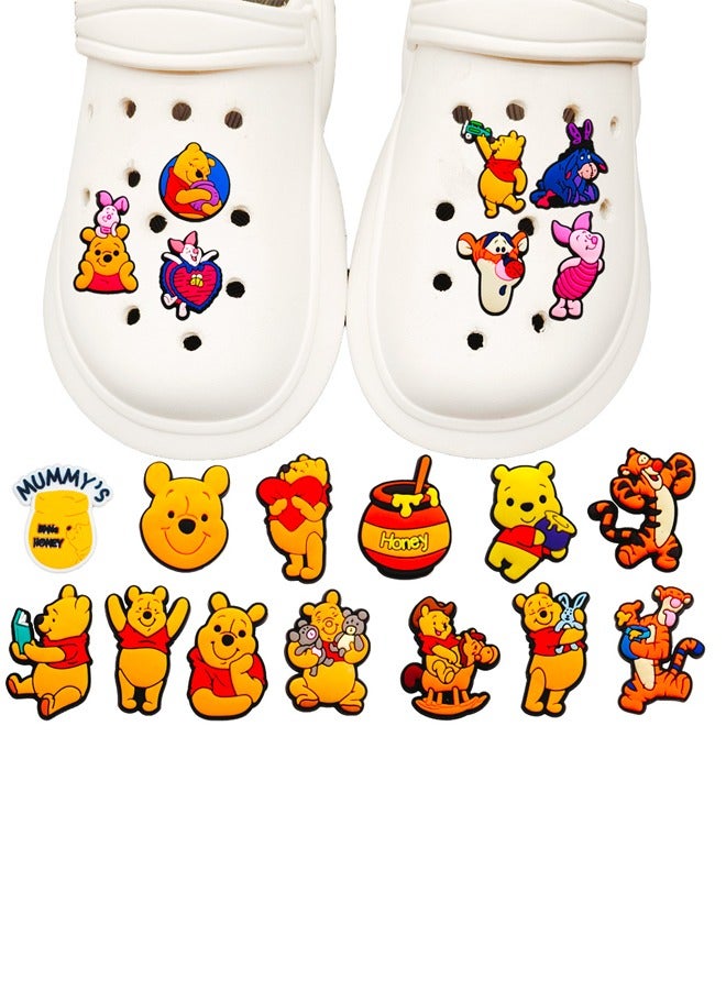 Winnie the Pooh 20 Pieces Crocs Shoe Decorative Ornaments, Cartoon Cute Ornaments Shoe Ornaments for Crocs Shoes, Party Gifts for Kids Boys Girls Men Women - Image 3