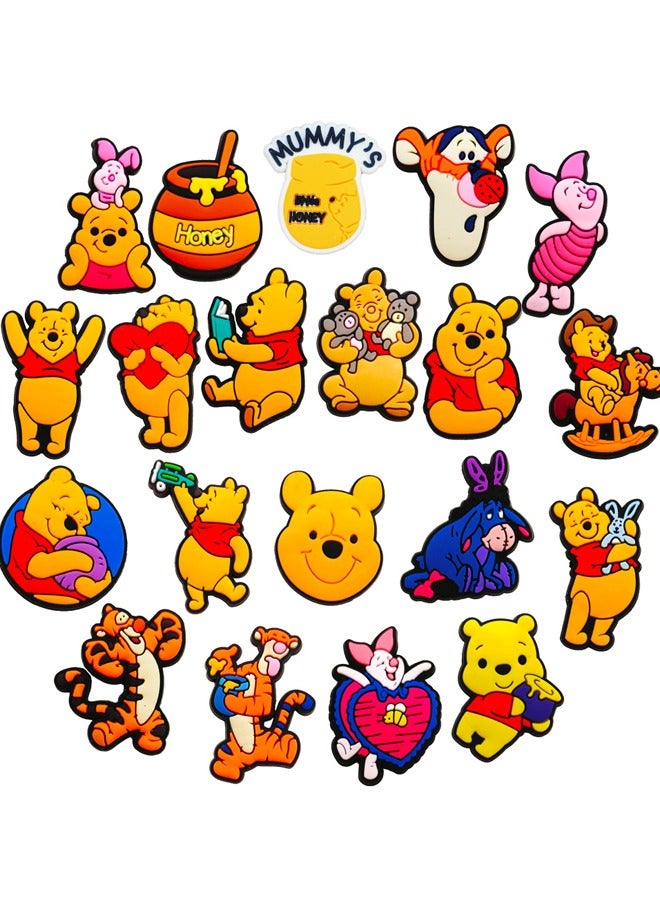 Winnie the Pooh 20 Pieces Crocs Shoe Decorative Ornaments, Cartoon Cute Ornaments Shoe Ornaments for Crocs Shoes, Party Gifts for Kids Boys Girls Men Women - Image 2