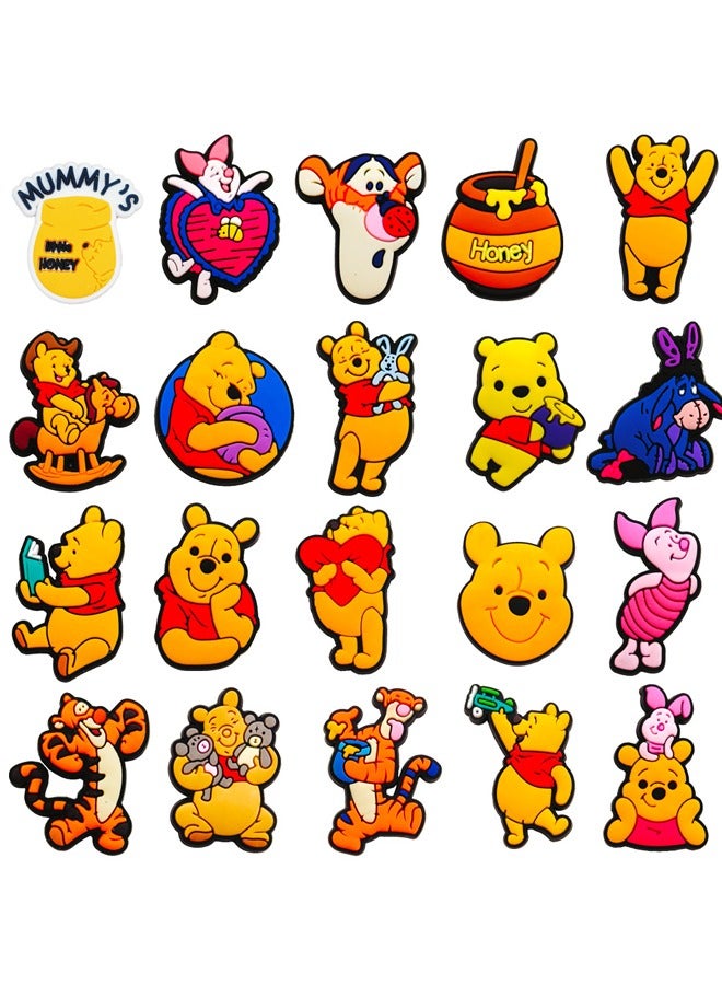 Winnie the Pooh 20 Pieces Crocs Shoe Decorative Ornaments, Cartoon Cute Ornaments Shoe Ornaments for Crocs Shoes, Party Gifts for Kids Boys Girls Men Women - Image 5