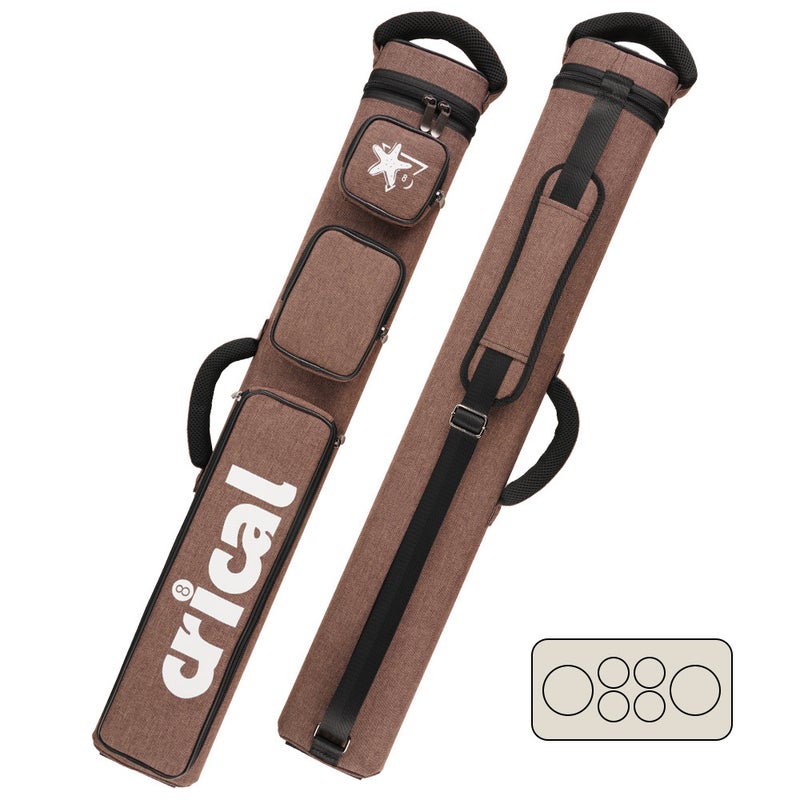 Generic CRICAL Star God Large 6-Hole Cue Case Billiards Bag Brown canvas
