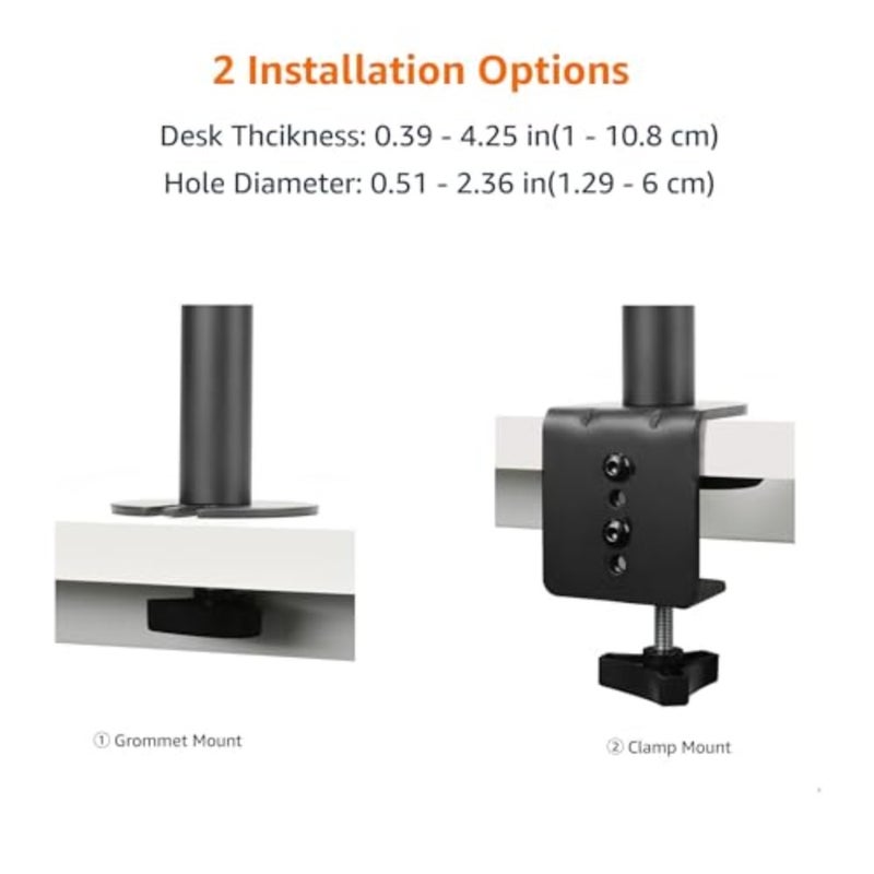 Adjustable Single Monitor Arm Desk Mount, Supports up to 81.2 cm 96.5 cm Ultrawide and 10 kg, Adjustable Tension, VESA 75x75/100x100, Black - Image 5