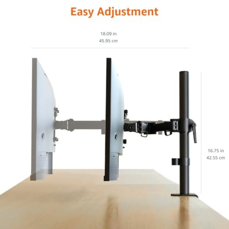 Adjustable Single Monitor Arm Desk Mount, Supports up to 81.2 cm 96.5 cm Ultrawide and 10 kg, Adjustable Tension, VESA 75x75/100x100, Black - Image 4