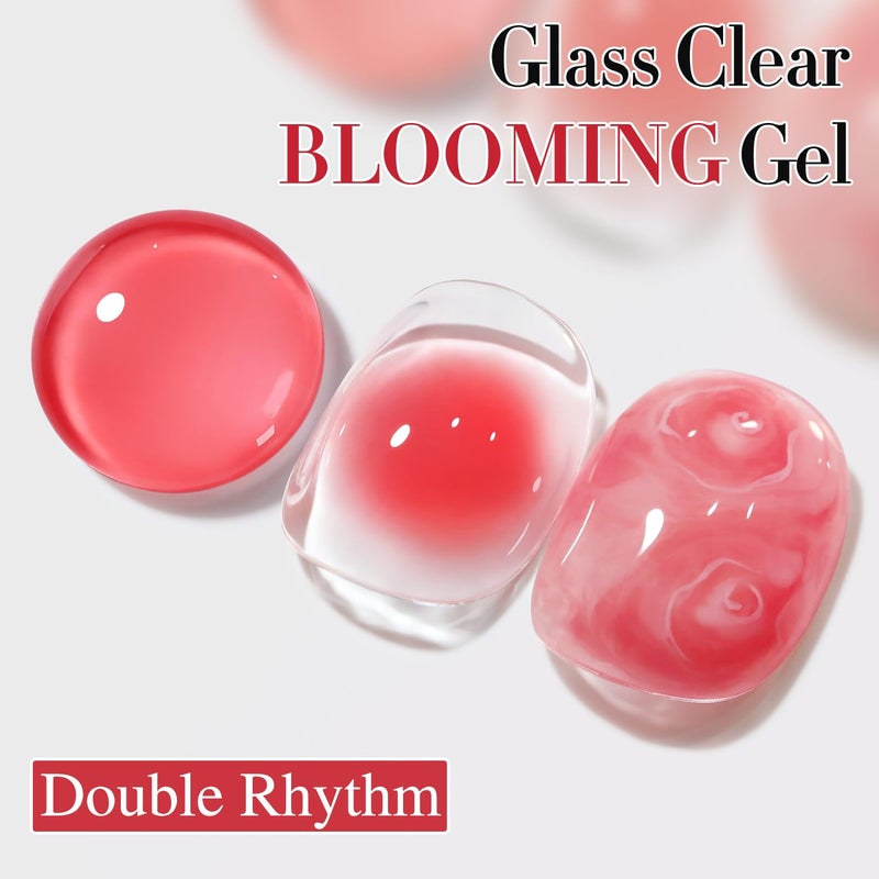 Double Rhythm 2 Pcs 0.5 Oz Blooming Gel Nail Polish Set 15 ml Spreading Effects Clear Gel Nail Polish Kit Nail Art Salon DIY (Bloom Clear) - Image 2