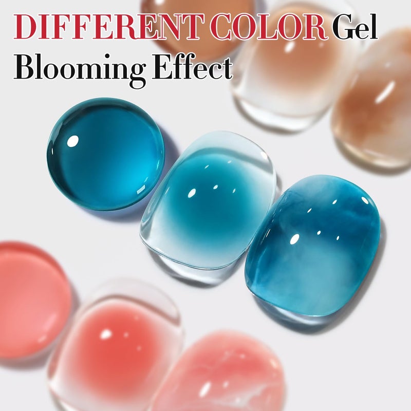 Double Rhythm 2 Pcs 0.5 Oz Blooming Gel Nail Polish Set 15 ml Spreading Effects Clear Gel Nail Polish Kit Nail Art Salon DIY (Bloom Clear) - Image 4