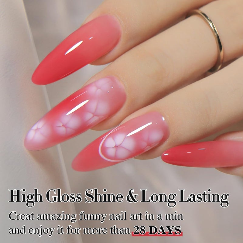 Double Rhythm 2 Pcs 0.5 Oz Blooming Gel Nail Polish Set 15 ml Spreading Effects Clear Gel Nail Polish Kit Nail Art Salon DIY (Bloom Clear) - Image 3