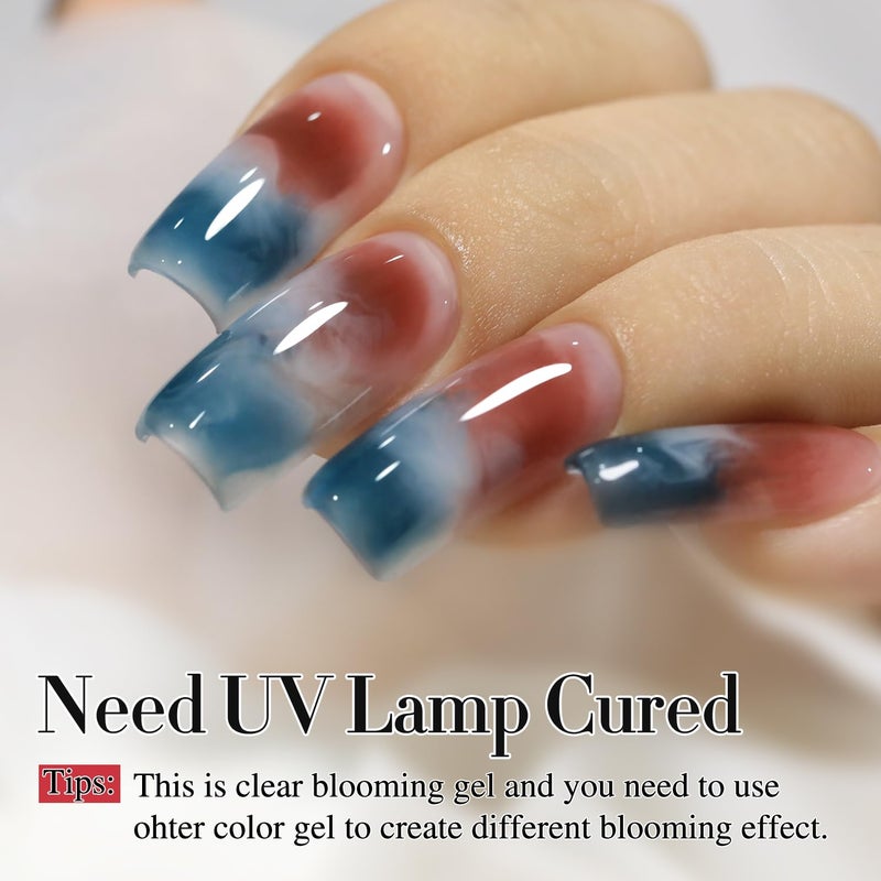 Double Rhythm 2 Pcs 0.5 Oz Blooming Gel Nail Polish Set 15 ml Spreading Effects Clear Gel Nail Polish Kit Nail Art Salon DIY (Bloom Clear) - Image 5