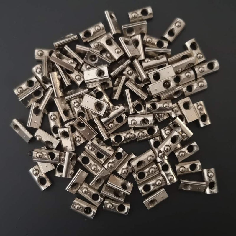 POLISI3D 100-Pack 2020 2040 2060 Roll in Spring Loaded T Nut M5 for 20x20 20 Series Aluminum Extrusions 6mm Slot Aluminum Profile Accessories (m5) - Image 1