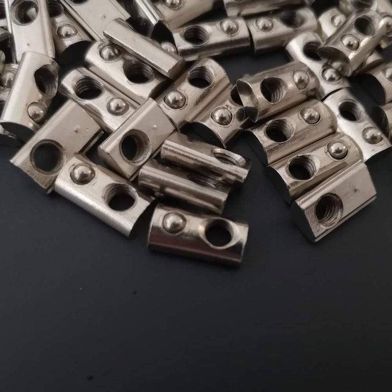 POLISI3D 100-Pack 2020 2040 2060 Roll in Spring Loaded T Nut M5 for 20x20 20 Series Aluminum Extrusions 6mm Slot Aluminum Profile Accessories (m5) - Image 2