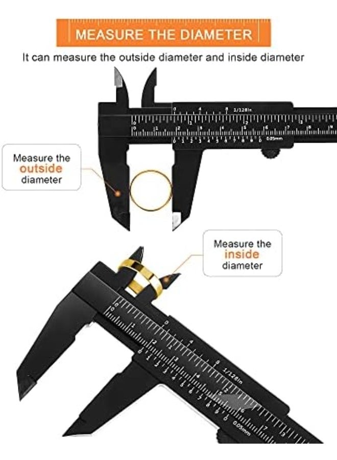 مسطرة بلاستيكية صغيرة 6 إنش 150 مم مسطرة فهرنهايت مزدوجة (مقياس متري/بشكل إنش) أدوات قياس جبين بلاستيكية مسطرة فهرنهايت أداة قياس منزلق للطلاب والمكاتب (أسود، 20 قطعة) - Image 4