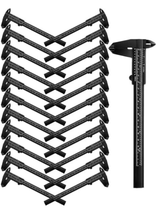 مسطرة بلاستيكية صغيرة 6 إنش 150 مم مسطرة فهرنهايت مزدوجة (مقياس متري/بشكل إنش) أدوات قياس جبين بلاستيكية مسطرة فهرنهايت أداة قياس منزلق للطلاب والمكاتب (أسود، 20 قطعة) - Image 1