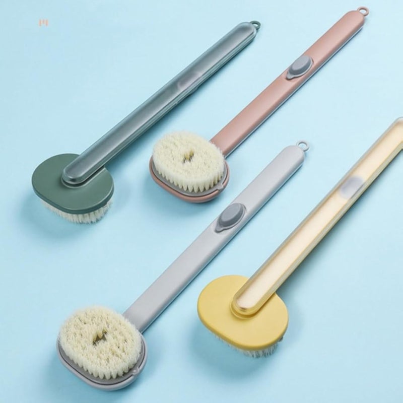 Shower Brush with Liquid Reservoir (4 Brushes) Long Handle Back Scrubber for Shower, Hard Places, Soft Micro Bristles, Deep Cleaning Tool.Get Now by PrimeShop
