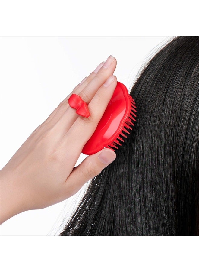 Aroveea Hair Scalp Brush Dandruff Cleaning Brush Shower Scalp Shampoo Brush Scalp Massager Pack of 4 (Black and red) - Image 5