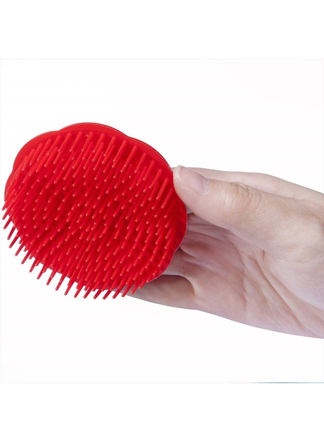Aroveea Hair Scalp Brush Dandruff Cleaning Brush Shower Scalp Shampoo Brush Scalp Massager Pack of 4 (Black and red) - Image 3