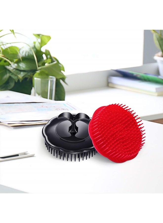 Aroveea Hair Scalp Brush Dandruff Cleaning Brush Shower Scalp Shampoo Brush Scalp Massager Pack of 4 (Black and red) - Image 4