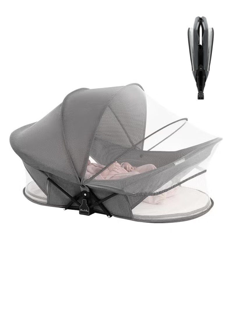 WALALLA Portable Baby Crib Bed, Foldable Travel Bassinet for Newborn, Infants Mobile Sleeping Bed with Diaper Pad ,Mosquito Net and Awning and Storage Bag - Image 1
