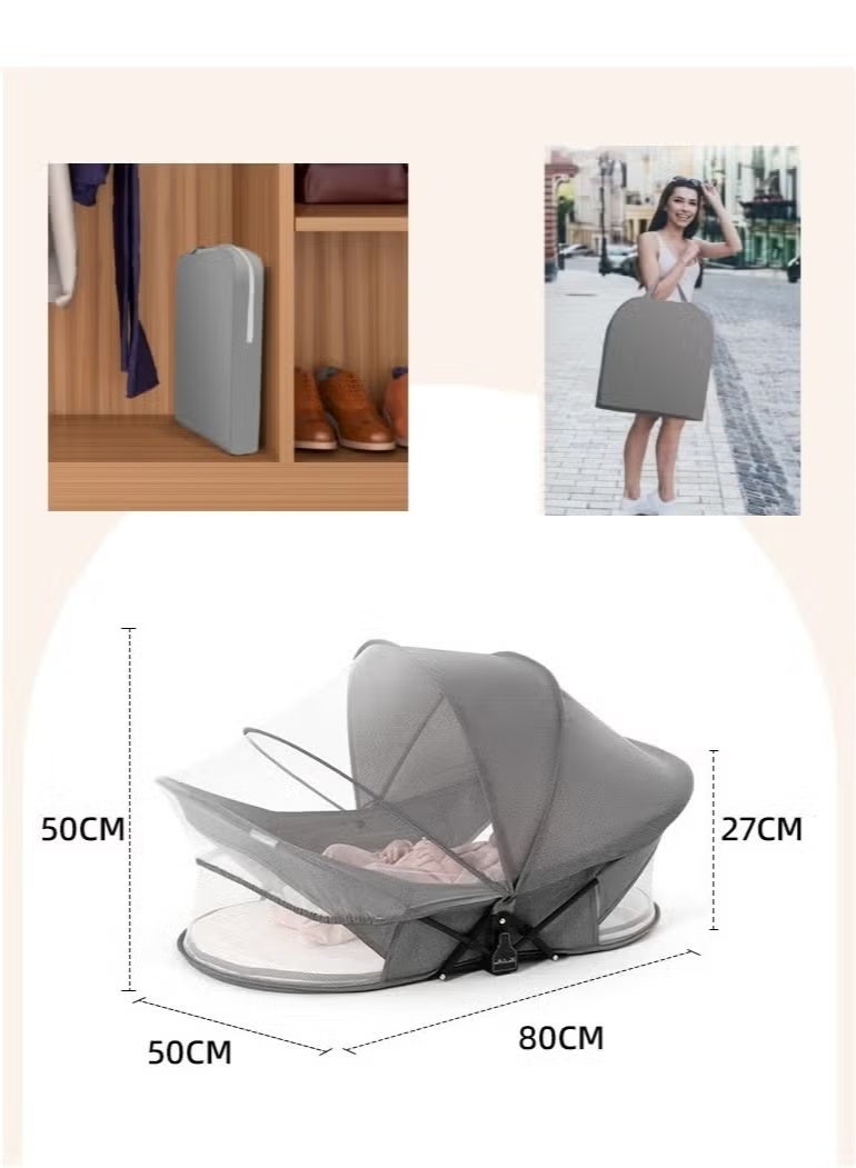 WALALLA Portable Baby Crib Bed, Foldable Travel Bassinet for Newborn, Infants Mobile Sleeping Bed with Diaper Pad ,Mosquito Net and Awning and Storage Bag - Image 4