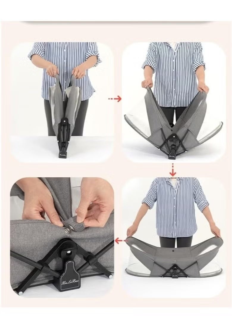 WALALLA Portable Baby Crib Bed, Foldable Travel Bassinet for Newborn, Infants Mobile Sleeping Bed with Diaper Pad ,Mosquito Net and Awning and Storage Bag - Image 5