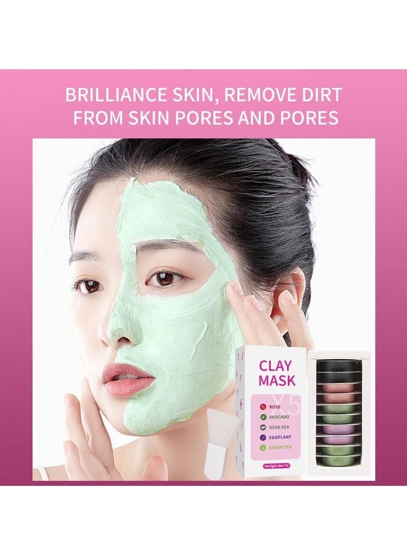 EELHOE Clay Face Mask - Deep Cleansing&Hydrating with Avocado, Dead Sea Minerals, Rose, Eggplant,&Green Tea Extracts, Ideal for All Skin Types, 10 Individual Packs for a Refreshing Skincare Routine - Image 4