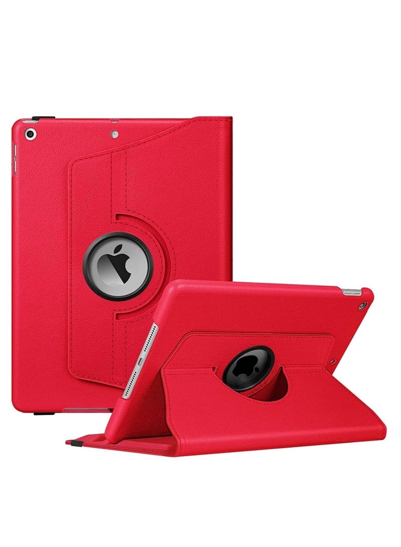 Folio Leather Smart Cover Case for iPad Mini 1/2/3/4 with 360 Degree Rotating Stand - Red - Image 1