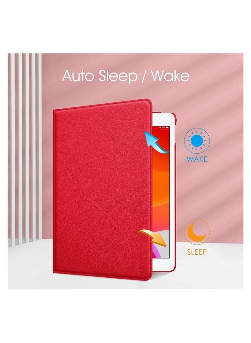 Folio Leather Smart Cover Case for iPad Mini 1/2/3/4 with 360 Degree Rotating Stand - Red - Image 3