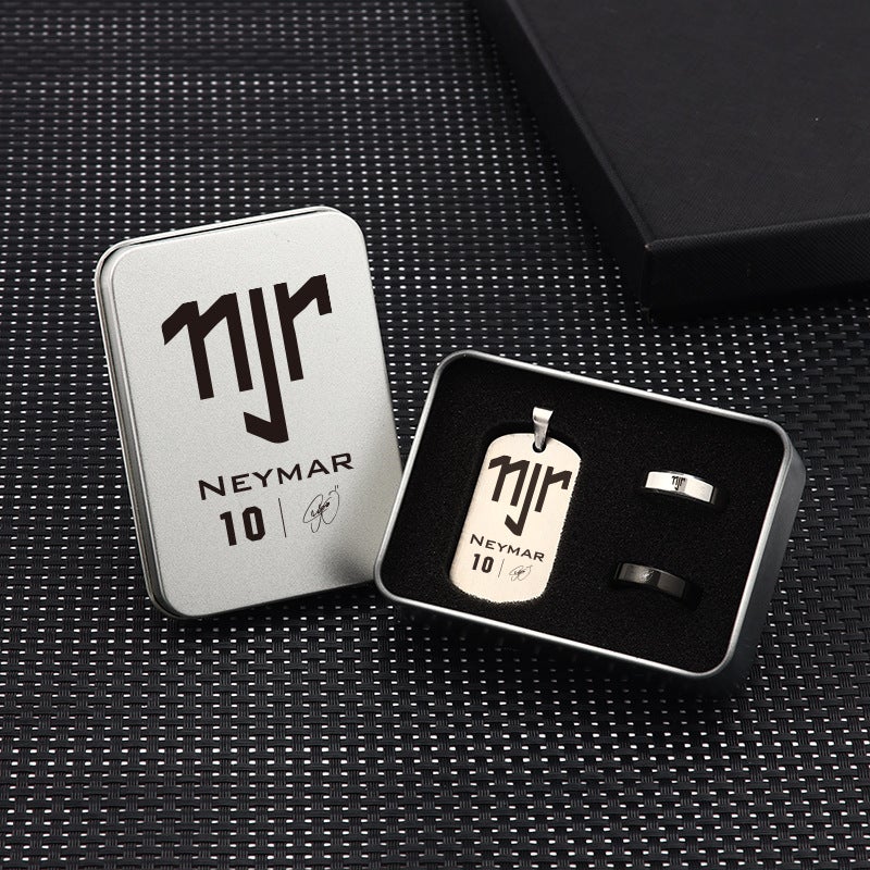 Generic Basketball Star Curry Titanium Necklace Ring Gift Set Neymar