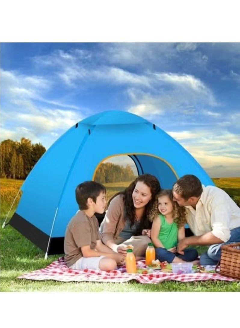 Portable outdoor camping tent, can accommodate 3-4 people, automatic pop-up family tent-blue - Image 5