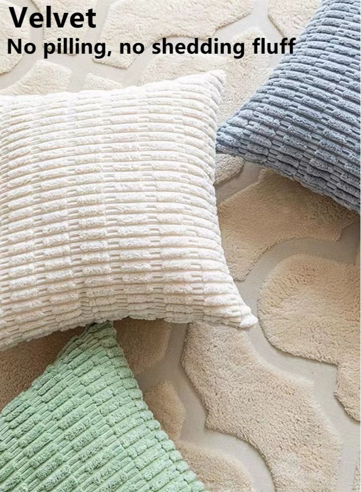 Kutis 4-Piece Throw Pillow Case Cushion Cover Velvet Beige 45 x 45 Centimeter - Image 2
