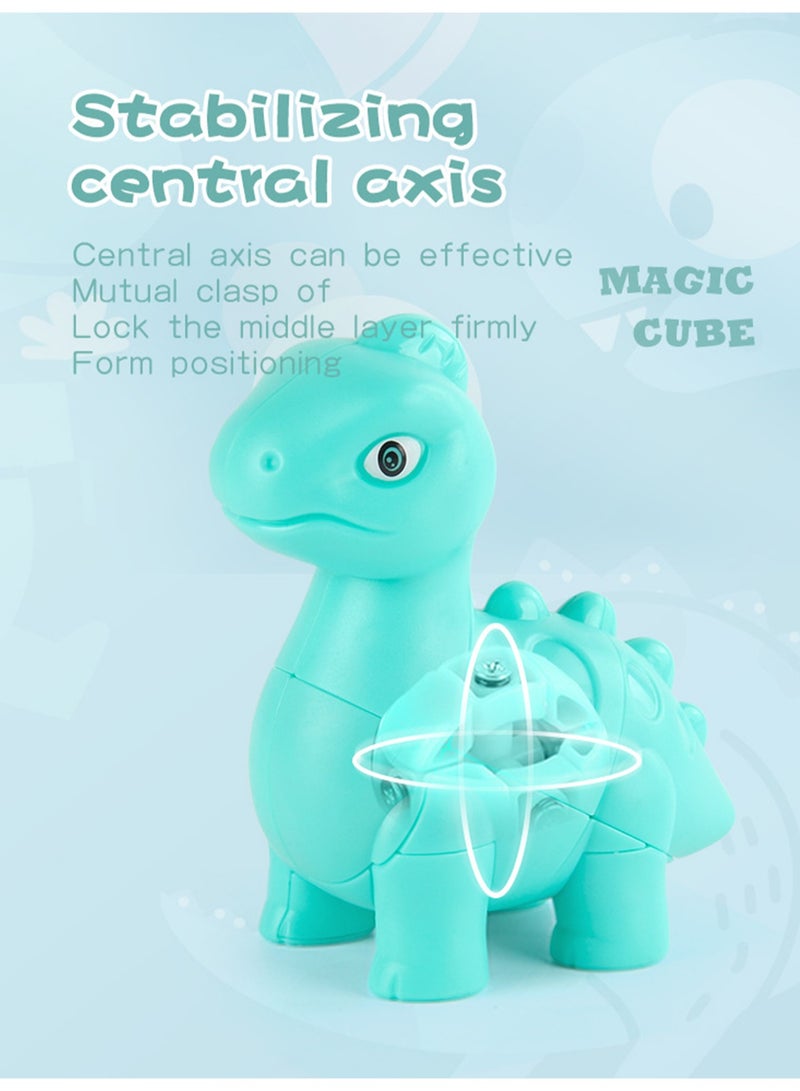 Children's Science And Education Educational Animal Second-Order Rubik's Cube Toy Dinosaur Rubik's Cube 2 in 1 Set Smooth Rotation (Brachiosaurus Green + Second-Order Rubik's Cube) - Image 4
