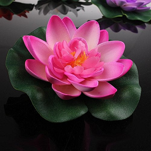 lasenersm Set Of 4 Different Color Artificial Floating Foam Lotus Flower Water Lily for Home Garden Pond Decor,Small - Image 4