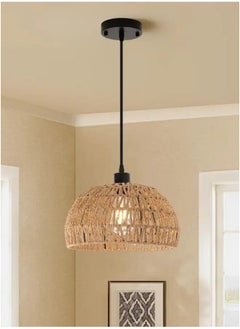 Sumkyle Rattan Light Fixtures Ceiling Mount Boho Ceiling Light Fixture With Dimmable Led Bulb Mini Hand Woven Rattan Chandelier Light Fixtures Ceiling For Bedroom Kitchen Entryway Living Room Hallway  - Image 1
