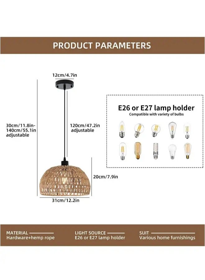 Sumkyle Rattan Light Fixtures Ceiling Mount Boho Ceiling Light Fixture With Dimmable Led Bulb Mini Hand Woven Rattan Chandelier Light Fixtures Ceiling For Bedroom Kitchen Entryway Living Room Hallway - Image 2