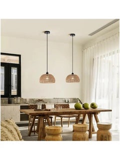 Sumkyle Rattan Light Fixtures Ceiling Mount Boho Ceiling Light Fixture With Dimmable Led Bulb Mini Hand Woven Rattan Chandelier Light Fixtures Ceiling For Bedroom Kitchen Entryway Living Room Hallway  - Image 3