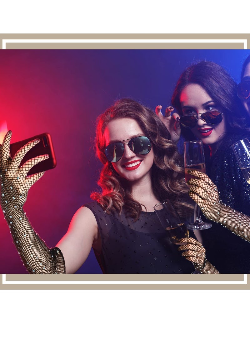 Leg Avenue womens Rhinestone Fishnet Long Gloves Lingerie Set, Black, One Size US - Image 3