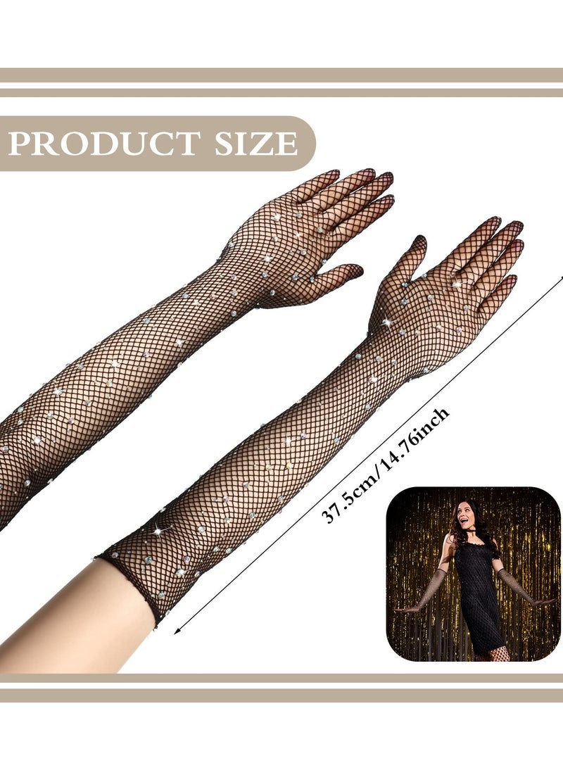 Leg Avenue womens Rhinestone Fishnet Long Gloves Lingerie Set, Black, One Size US - Image 5