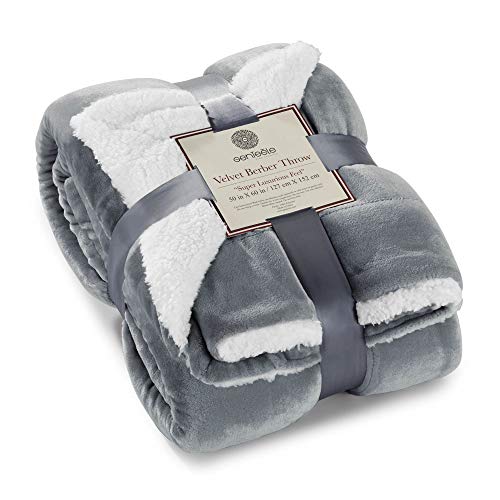 Genteele Sherpa Throw Blanket Super Soft Reversible Ultra Luxurious Plush Blanket 50 x 60 inches GrayWhite
