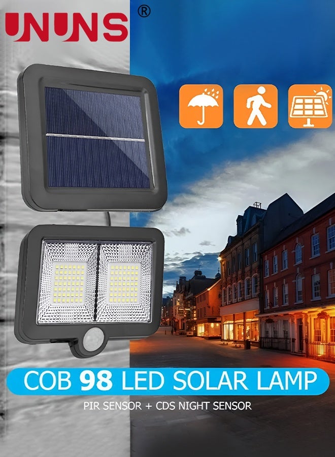 UNUNS ضوء شمسي LED، 98 ضوء شمسي خارجي مع كاشف حركة، مقاوم للماء IP65، زاوية إضاءة 120°، ضوء شمسي للجدار للحديقة - Image 4
