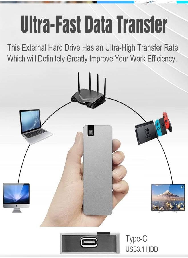 AROAQ - 12TB Portable SSD External Hard Drives Solid State External Drives Computer Backup Drive USB 3.1 to Type C Support Data Storage Transfer for Windows XP PC Laptop and Mac - Image 1